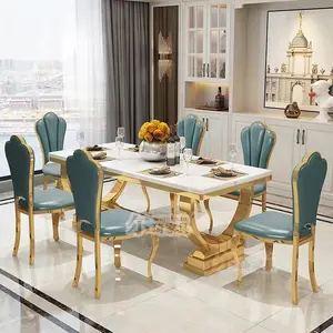 Esszimmer möbel maßge schneiderte luxuriöse Bankett weichen Stuhl Gold Bankett Edelstahl Stühle
