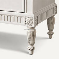 Commode large de luxe antique française en bois à 6 tiroirs, table de toilette, meuble de chambre à coucher