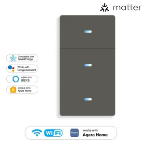 Interrupteur à bouton intelligent WiFi ZigBee 3.0 <span class=keywords><strong>Tuya</strong></span> de type 118 avec contrôle à distance par application, commande vocale, compatible Home Matter, AC110-240V - Product Image 2