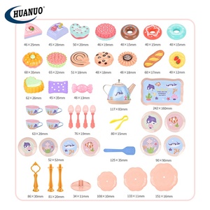 Jouets de jeu d'imitation 45 pièces Théière en métal Théière en tôle avec dessert Théière en tôle avec dessert - Product Image 2