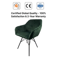 Chaise de salle à manger pour cuisine, fauteuil rembourré avec pieds en métal, chaise de salle à manger en velours pour salon, hôtel, appartement
