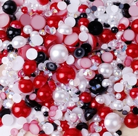 Perles plates de couleur rose mélangées, tailles variées, appliques en strass, perles demi-rondes de 3 à 10 mm, perles plates pour la décoration