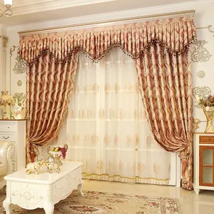custom ready made luxury jacquard Dubai window curtain fabric, curtains for the living room home