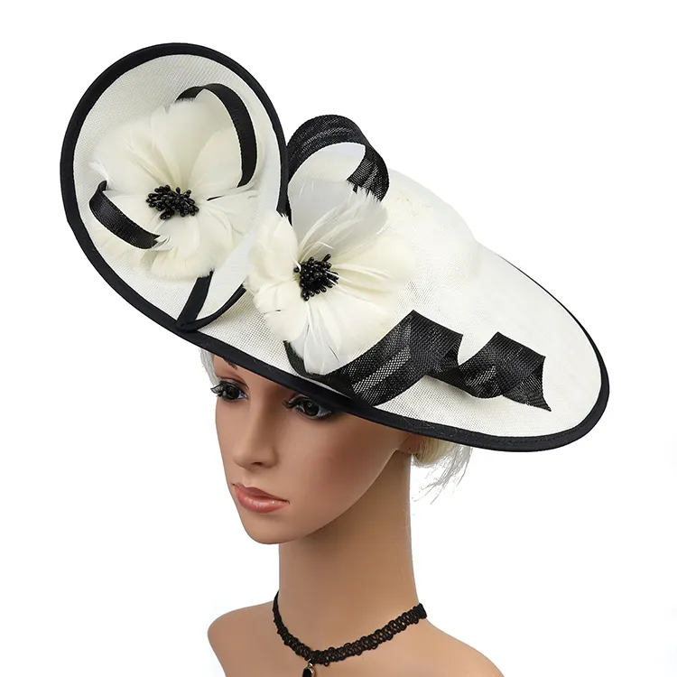 Newest Deluxe Fascinator Hats Sinamay Church Hat Wedding Hair Accessories Sun Hat for Women Girls