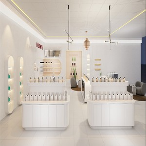 Mostrador de Exhibición de Cosméticos, Vitrina para Tienda de Productos para el Cuidado de la Piel, Gabinete Blanco Brillante Integrado de Múltiples Niveles para Venta al por Menor - Product Image 5