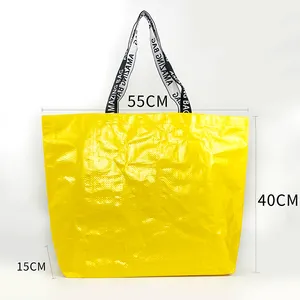 Personalized handle printing custom size grocery packaging blank printing design pp woven bag