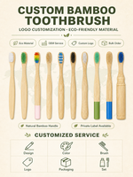Brosse à dents jetable à poils doux en bambou biodégradable, boîte en papier kraft, articles de toilette pour hôtel