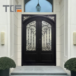 Châu Á hiện đại Vòng vòm hàng đầu thép rèn sắt ban công trượt xây dựng nhập đôi an toàn grills Side <span class=keywords><strong>Door</strong></span> Covers với <span class=keywords><strong>transom</strong></span> - Product Image 4