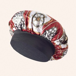 Bonnet de nuit en satin à motif imprimé avec large bande, bonnet de sommeil pour femmes, <span class=keywords><strong>filet</strong></span> à <span class=keywords><strong>cheveux</strong></span> étendu pour dreadlocks et <span class=keywords><strong>cheveux</strong></span> longs, protection nocturne - Product Image 4