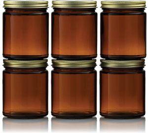 Brown Amber Glass Jar Candle Black Aluminum <b>Lids</b>-Candlestick Holder for Home <b>Decoration</b> Easter Holiday Eco-Friendly Food-Grade - Product Image 2