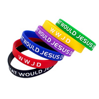 Partygeschenke OEM Individueller Druck Religiöse Glaubenssachen Silikon-Armband WWJD Armband Anti-toxisch Geruchsfrei