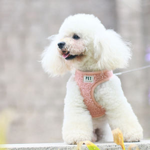สายจูงสุนัขกำมะหยี่นุ่มลายหมีเท็ดดี้แบร์นุ่มพร้อมสายจูงปรับได้กลางแจ้งเสื้อกั๊กไม่ดึงสายรัดอกสุนัขแบบฟัซซี่พร้อมสายจูง - Product Image 2