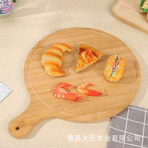 Planche à pizza en bambou, assiette ronde pour steak, plateau de découpe en bois pour la cuisson, le grillage et le service, origine Shandong - Product Image 4
