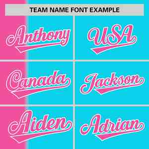 เสื้อซอฟต์บอลสองกระดุมแบบมีแถบไล่เฉดสีชมพูฟ้าแบบกำหนดเอง - Product Image 4