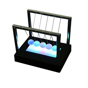 Newtons 요람 균형 공 다채로운 LED 빛 홈 오피스 과학 장난감 책상 장식 예술 작업 선물