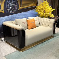 Italienisches U-förmiges Echtleder-Sofa mit Ölwachs-Behandlung, Einzelsitzer, Neues Modell mit Hochelastischem Schaumstoff, Modernes Minimalistisches Wohnzimmer-Sofa