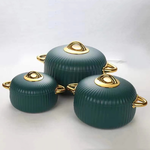 3Pcs 1L 2L 3.5L Insulated Casserole Round Gold Disc <strong>Knob</strong> Stackable Thermal Serving Dish Muslim Holiday Event Africa Catering Pot - Product Image 5