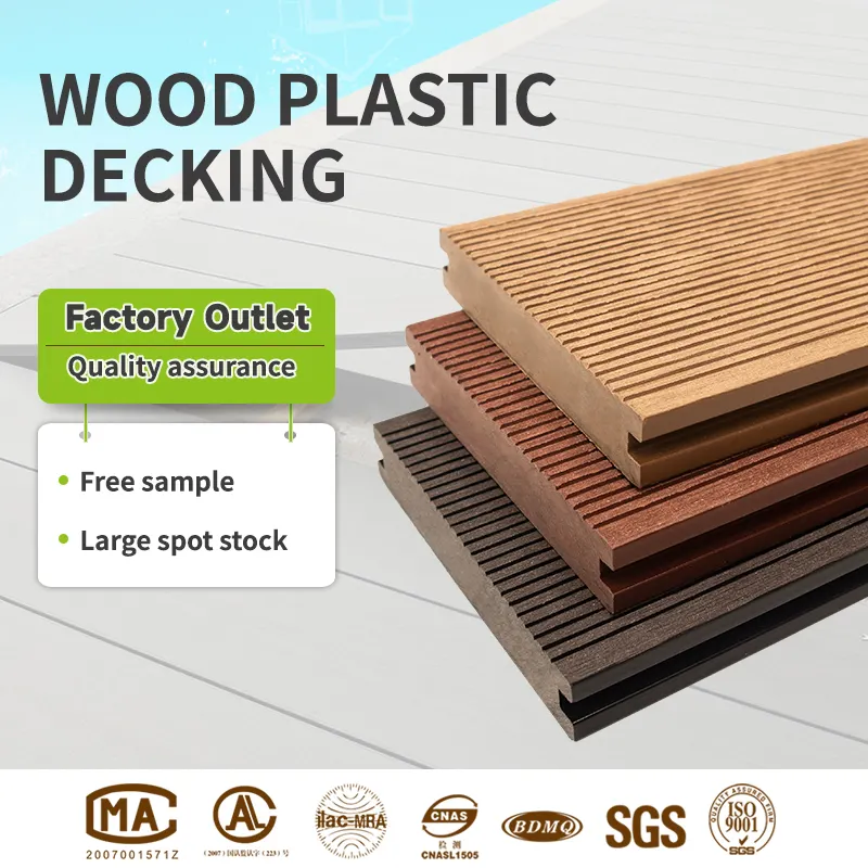 Pavimenti in legno massello per esterni pavimento composito in plastica di legno WPC Decking impermeabile per esterni pavimenti in legno massello