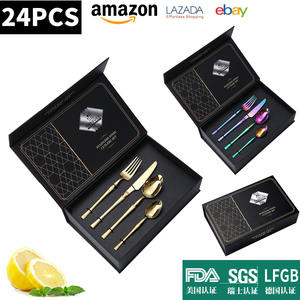 Juego de Cubiertos de Acero Inoxidable 410 A11T24H11, 24 Piezas, Diseño Delgado, Apto para Lavavajillas, Acabado Espejo, Color Sólido - Product Image 5