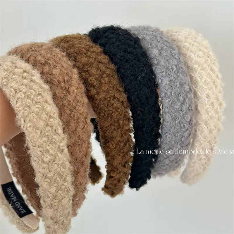 European and American wide wool edge headband simple cross knotted headband straw braid headband