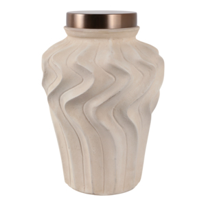 Vaso in Ceramica con Coperchio in Metallo Design Ondulato per Arredamento Casa - Product Image 4