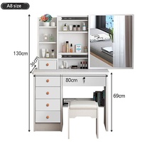 Petite table de maquillage moderne et minimaliste pour chambre à coucher, miroir coulissant, panneau multifonctionnel, table de maquillage intégrée, armoire de rangement en MDF