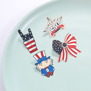 250e verjaardag VS emaille pinset patriotische ster Oom Sam en vlag broche voor decoratie op Onafhankelijkheidsdag - Product Image 3