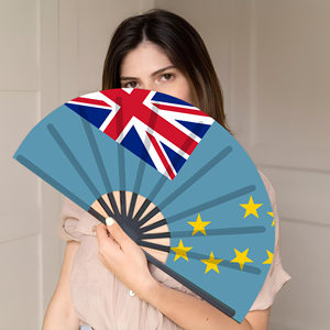 Abanicos Plegables de Plástico con la Bandera de Tuvalu al por Mayor, Abanico de Mano para Carnaval, Boda, Festival, Fiesta, Agencia de Viajes - Product Image 1