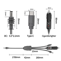 Adaptador Convertidor 3 en 1 para Coche Starlink Mini con Cable de Alimentación Tipo C de 2/3/5 M, Cable Cargador para Coche para Internet Satelital Gen4