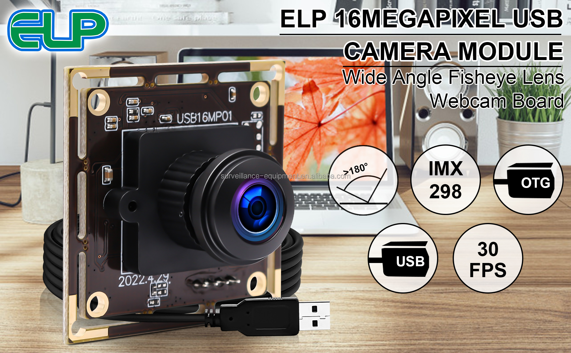 ELP Wide Angle 16MP USB Camera Module for Raspberry Pi