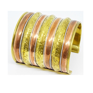 2024 turco artesanal plata azul latón joyería embalaje regalo de Navidad África oro gran pátina acabado latón brazaletes brazalete joyería - Product Image 3