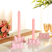 Porte-bougie rose en résine en forme de nœud, support décoratif pour bougie, idéal pour mariage, dîner, fête, décoration de table à la maison