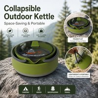 Sports de plein air personnalisé Silicone pliable Pot pliant Camping bouilloire étendre bol pliable tasse à boire tasse mess Kit accessoires