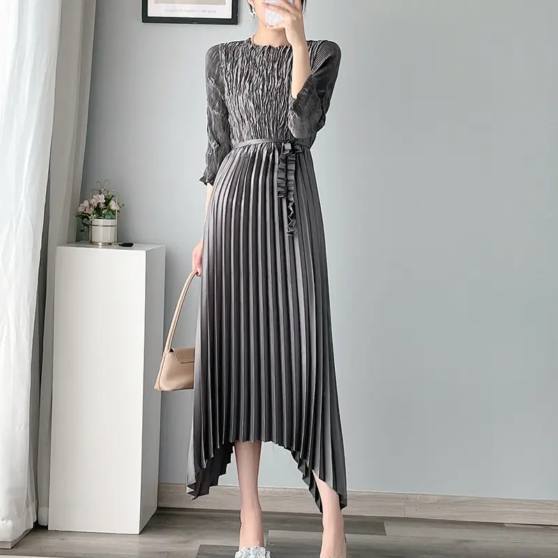 Mother Of The Bride Clothing 2022 Loose Casual Dress Woman Irregular Belt Plus Size Dresses Lady Elegant