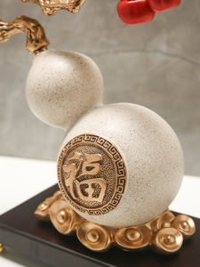 Adorno de Calabaza Esculpido en Resina Epoxi, Decoración para Sala de Estar o Vinoteca, Amuleto de la Suerte Nafu Feng Shui, Estilo Chino Moderno, Cinco Bendiciones - Product Image 5