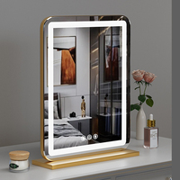 Miroir de maquillage LED rectangulaire de bureau, miroir intelligent à atténuation tactile, chambre à coucher et maison, miroir de table haute définition