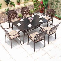 Ensemble table et chaise mobiles en alliage d'aluminium pour extérieur - Design pastoral, mobilier de jardin, patio, balcon, cour pour 1 personne