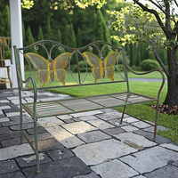 Vente en gros de meubles de jardin décoratifs pour la maison, banc de patio en métal au design papillon vintage