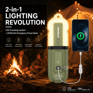 Linterna de Camping <span class=keywords><strong>Inflable</strong></span> y Plegable, IP66 Impermeable, Luz <span class=keywords><strong>LED</strong></span> para Tienda de Campaña, Recargable por USB, Banco de Energía de 2000mAh, Gancho Magnético, Portátil - Product Image 1