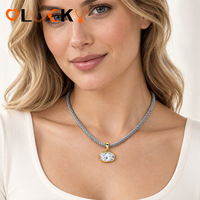 Collier Pendentif Cordon Couleur Personnalisée LUCKYJIU avec Zircon Cubique, Plaqué Or 18K, en Acier Inoxydable, Bijoux OEM ODM Vente en Gros pour Marques Féminines