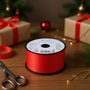 Nastro regalo Ilan 5 mm x 100 iarde rosso per confezioni - Product Image 2