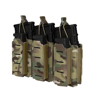 IDOGEAR Triple Mag Pouch Elastic Tactical Open Top MOLLE Kangaroo Magazine Pouch For For 5.56mm 9mm Mags