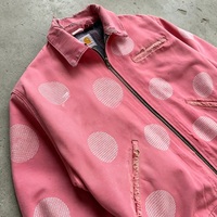 Fournisseur OEM, fabricant, veste en denim twill de coton à fermeture éclair, déchirée, rose, personnalisée, pour hommes