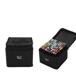 Ensemble de stylos marqueurs d'art pour étudiants Pointe fine et large à base d'alcool Dessin en couleur avec pointe de pinceau Emballage en sac en toile - Product Image 1