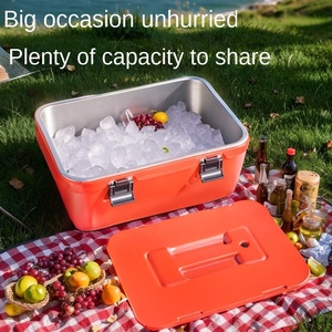 Promotional 4PCS Set of Strong Metal Cooler <b>Box</b> 20-25-35-50L Capacity for Skiing Camping Keep Cold and Warm Storage - Product Image 3