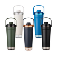 Botol Shaker Protein Stainless Steel 600ML untuk Fitness Gym, Botol Air Olahraga dengan Logo Custom, Cangkir Pencampur Bubuk, Mug Kopi, Tumbler