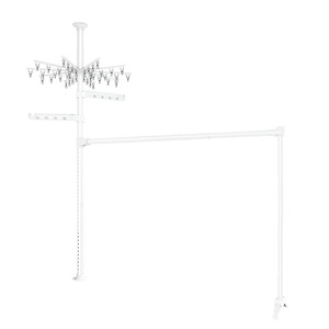 Floor To Ceiling <b>Clothes</b> Drying <b>Rack</b> White Standing Type Space Saving For Balcony Small Indoor Homes Telescopic Invisible Rods - Product Image 4