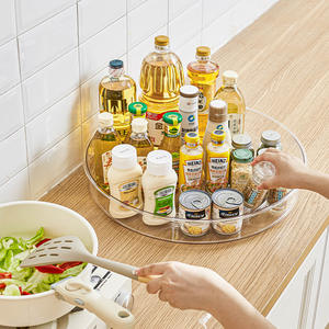 Plateau de rangement rotatif transparent de 50 cm, organisateur de bureau rond pour épices de cuisine ou présentoir de parfums, type sur pied - Product Image 4