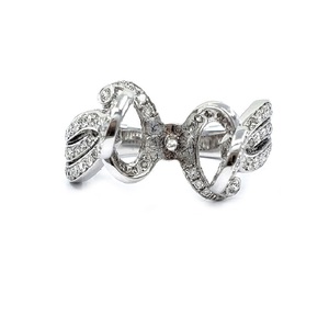 Bague de fiançailles et de mariage en or blanc massif 18 carats avec diamant véritable taille brillant rond et perle pour femme - Vente en gros - Product Image 1
