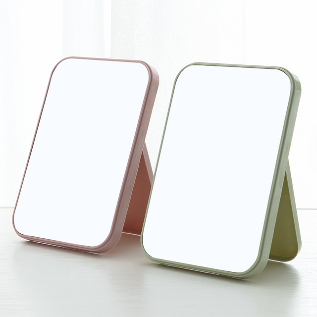 Portable Folding Cosmetic Desktop Vanity Makeup Mirror Personalized Plastic Single Sided Table Standing Desk Mirror Wholesale